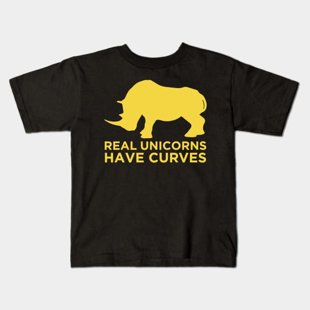 real unicorns have curves Kids T-Shirt by hanespace